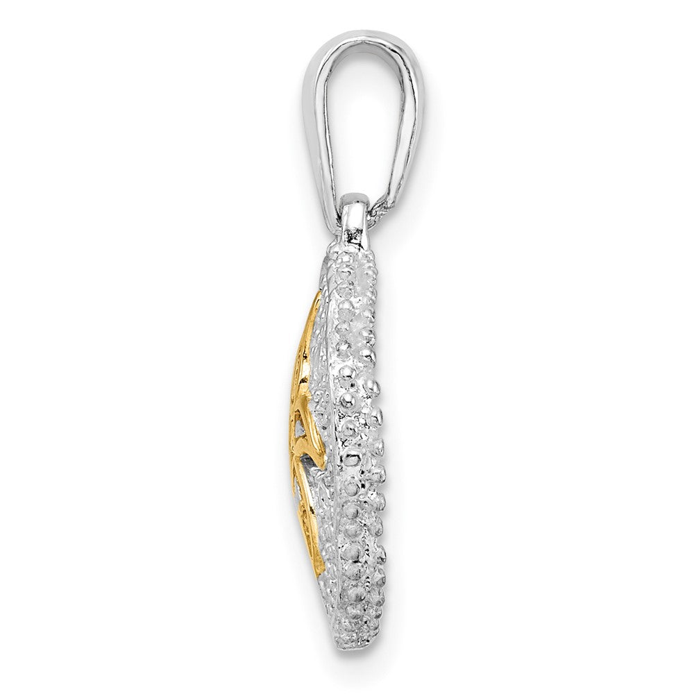 Silber/14K Bicolor De-ani Sterlingsilber Rhodiniert Groß Sand Dollar mit 14K Seestern Anhänger