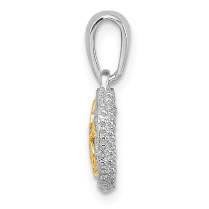 Silber/14K Bicolor De-ani Sterlingsilber Rhodiniert Sand Dollar mit 14K Seestern Anhänger