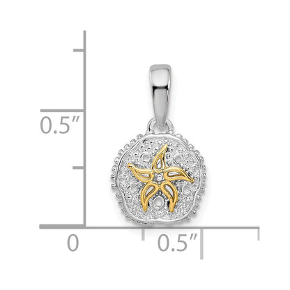 Silber/14K Bicolor De-ani Sterlingsilber Rhodiniert Sand Dollar mit 14K Seestern Anhänger
