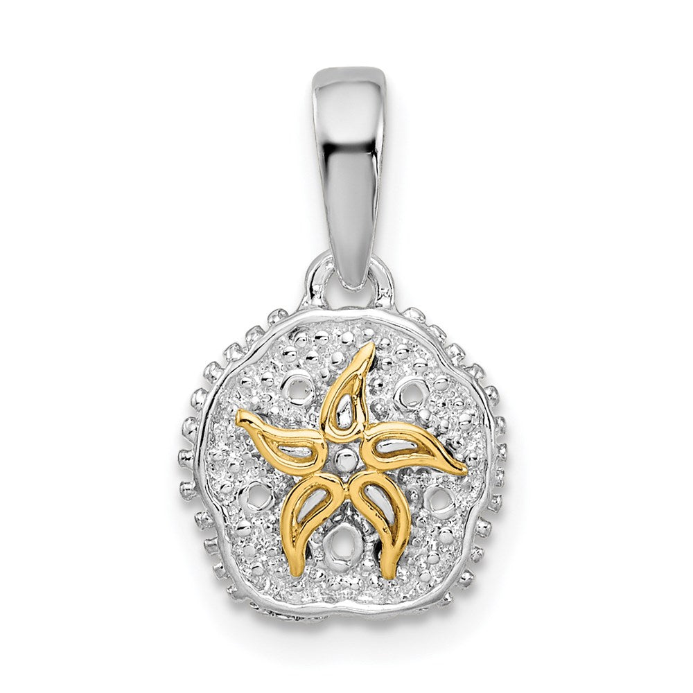Silber/14K Bicolor De-ani Sterlingsilber Rhodiniert Sand Dollar mit 14K Seestern Anhänger