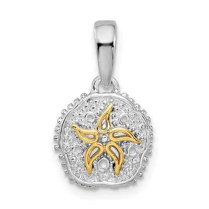 Silber/14K Bicolor De-ani Sterlingsilber Rhodiniert Sand Dollar mit 14K Seestern Anhänger
