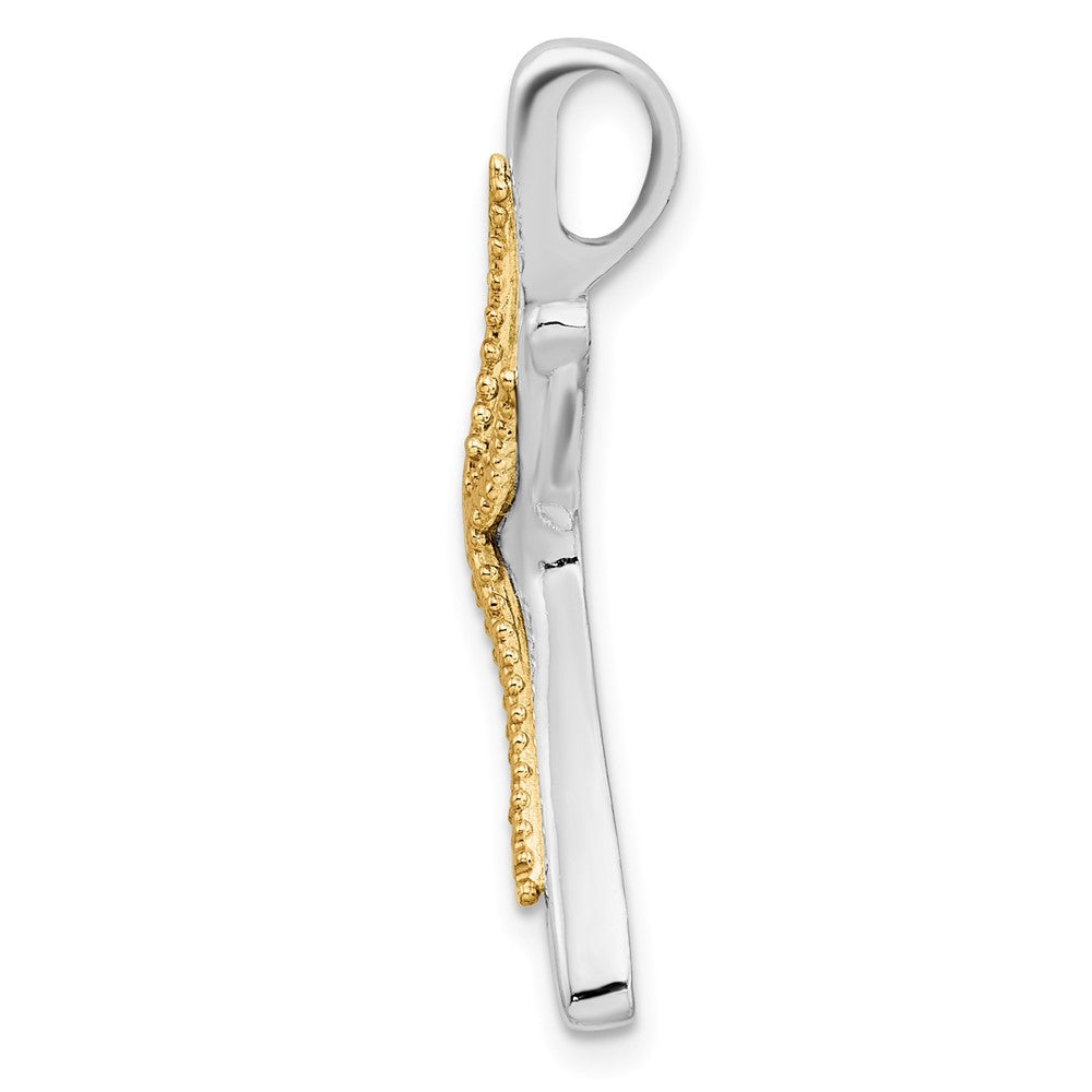 Silber/14K Bicolor De-ani Sterlingsilber Rhodiniert Dancing Seestern mit 14K Akzente Anhänger