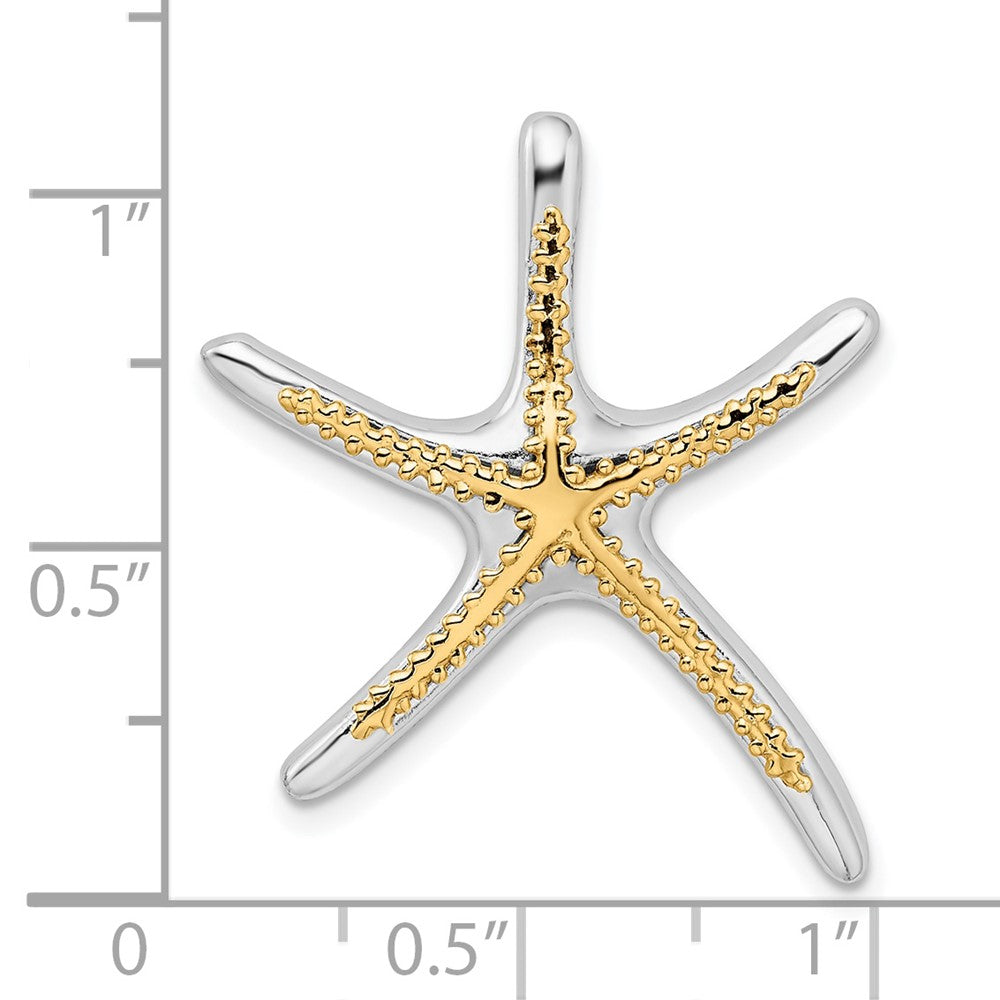 Silber/14K Bicolor De-ani Sterlingsilber Rhodiniert Dancing Seestern mit 14K Akzente Anhänger