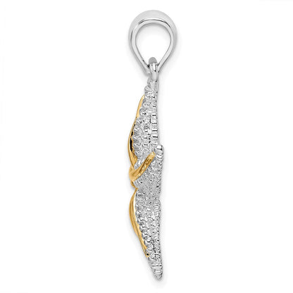 Silber/14K Bicolor De-ani Sterlingsilber Rhodiniert Poliert Seestern mit 14K Akzente Anhänger