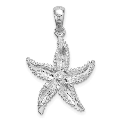 Silber/14K Bicolor De-ani Sterlingsilber Rhodiniert Poliert Seestern mit 14K Akzente Anhänger