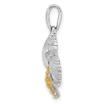 Silber/14K Bicolor De-ani Sterlingsilber Rhodiniert Poliert Shells mit 14K Seestern Anhänger