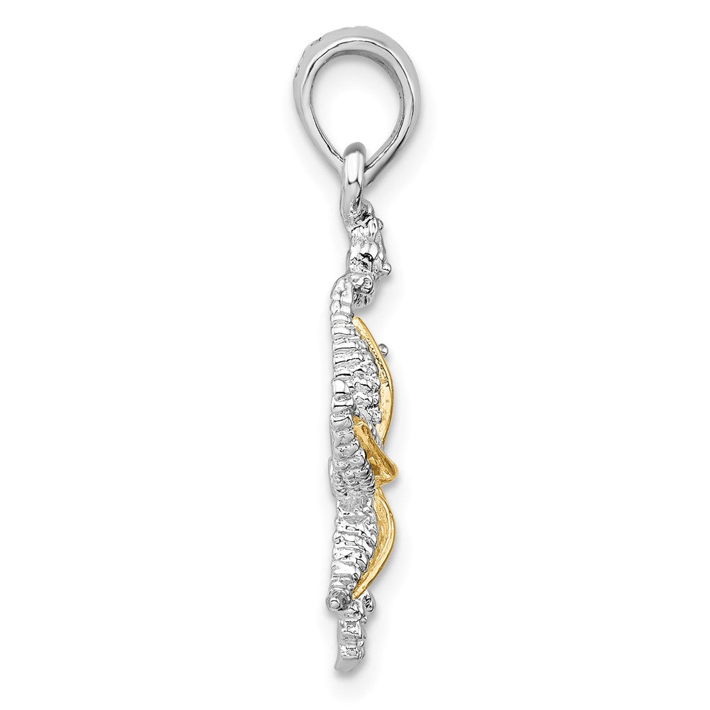 Silber/14K Bicolor De-ani Sterlingsilber Rhodiniert Seepferdchen Seestern mit 14K Anhänger