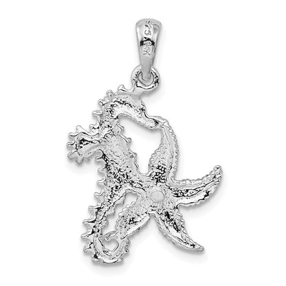 Silber/14K Bicolor De-ani Sterlingsilber Rhodiniert Seepferdchen Seestern mit 14K Anhänger