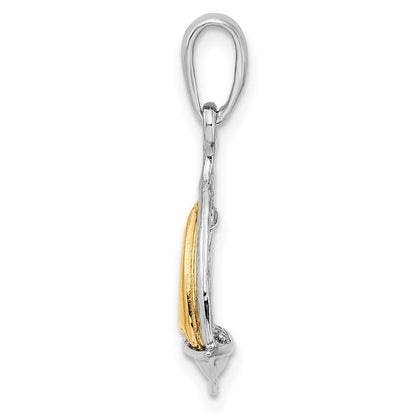 Silber/14K Bicolor De-ani Sterlingsilber Rhodiniert Poliert 3d Segelboot mit 14K Sail Anhänger