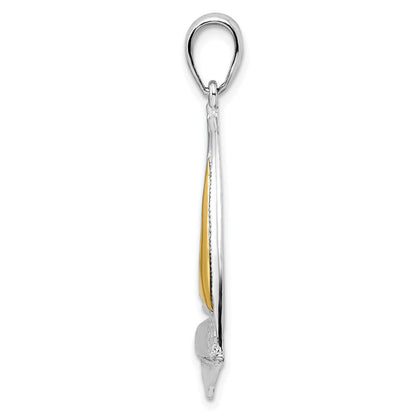 Silber/14K Bicolor De-ani Sterlingsilber Rhodiniert Poliert Segelboot mit 14K Akzente Anhänger