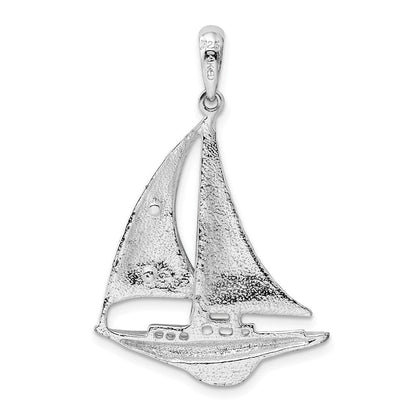 Silber/14K Bicolor De-ani Sterlingsilber Rhodiniert Poliert Segelboot mit 14K Akzente Anhänger