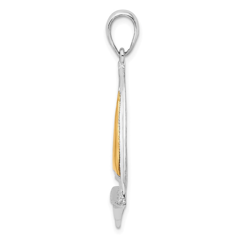 Silber/14K Bicolor De-ani Sterlingsilber Rhodiniert Poliert Segelboot mit 14K Sail Anhänger