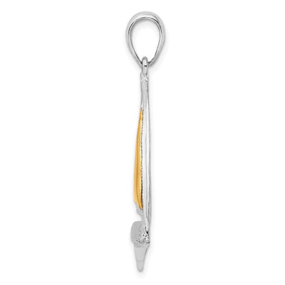 Silber/14K Bicolor De-ani Sterlingsilber Rhodiniert Poliert Segelboot mit 14K Sail Anhänger