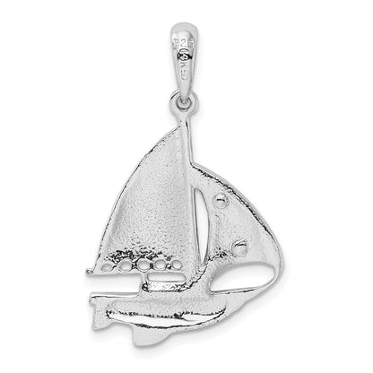 Silber/14K Bicolor De-ani Sterlingsilber Rhodiniert Poliert Segelboot mit 14K Sail Anhänger