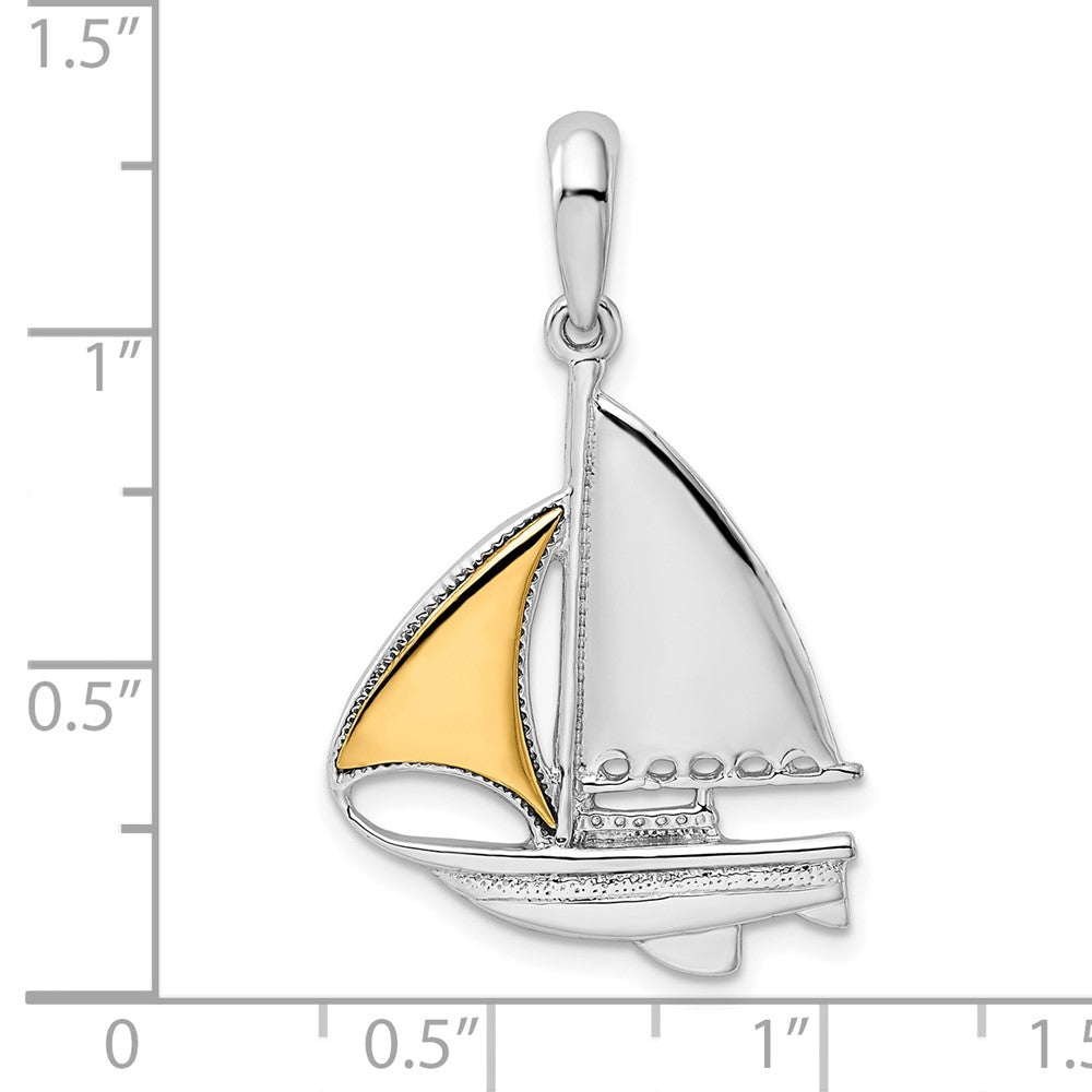 Silber/14K Bicolor De-ani Sterlingsilber Rhodiniert Poliert Segelboot mit 14K Sail Anhänger