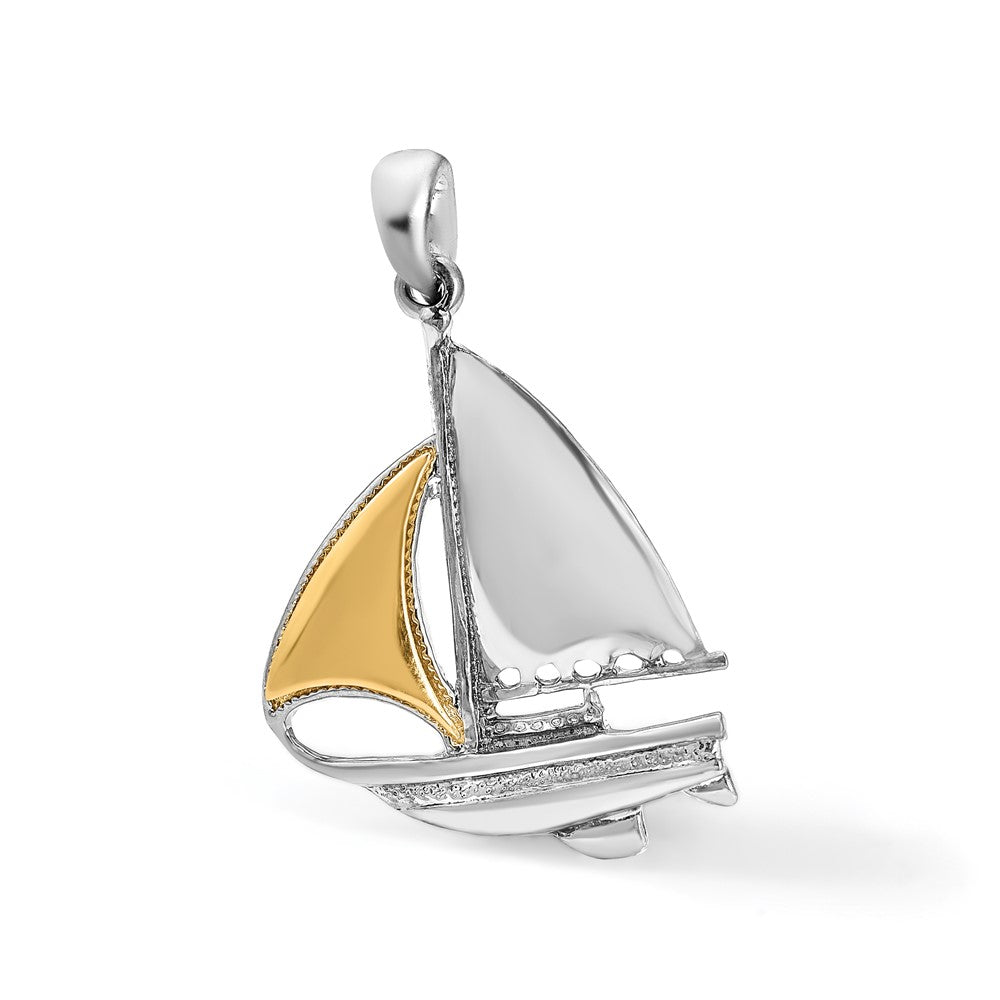 Silber/14K Bicolor De-ani Sterlingsilber Rhodiniert Poliert Segelboot mit 14K Sail Anhänger