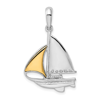 Silber/14K Bicolor De-ani Sterlingsilber Rhodiniert Poliert Segelboot mit 14K Sail Anhänger