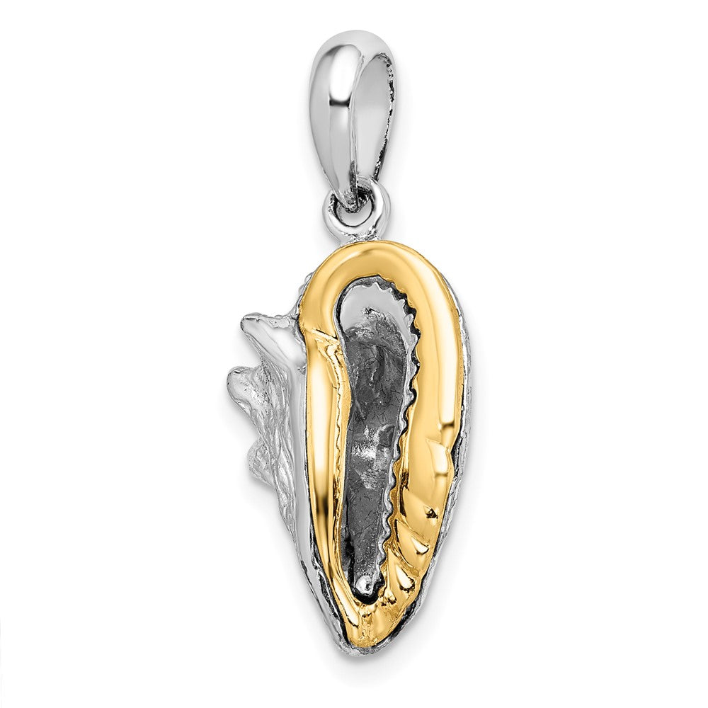 Silber/14K Bicolor De-ani Sterlingsilber Rhodiniert 3d Conch Muschel mit 14K Akzente Anhänger