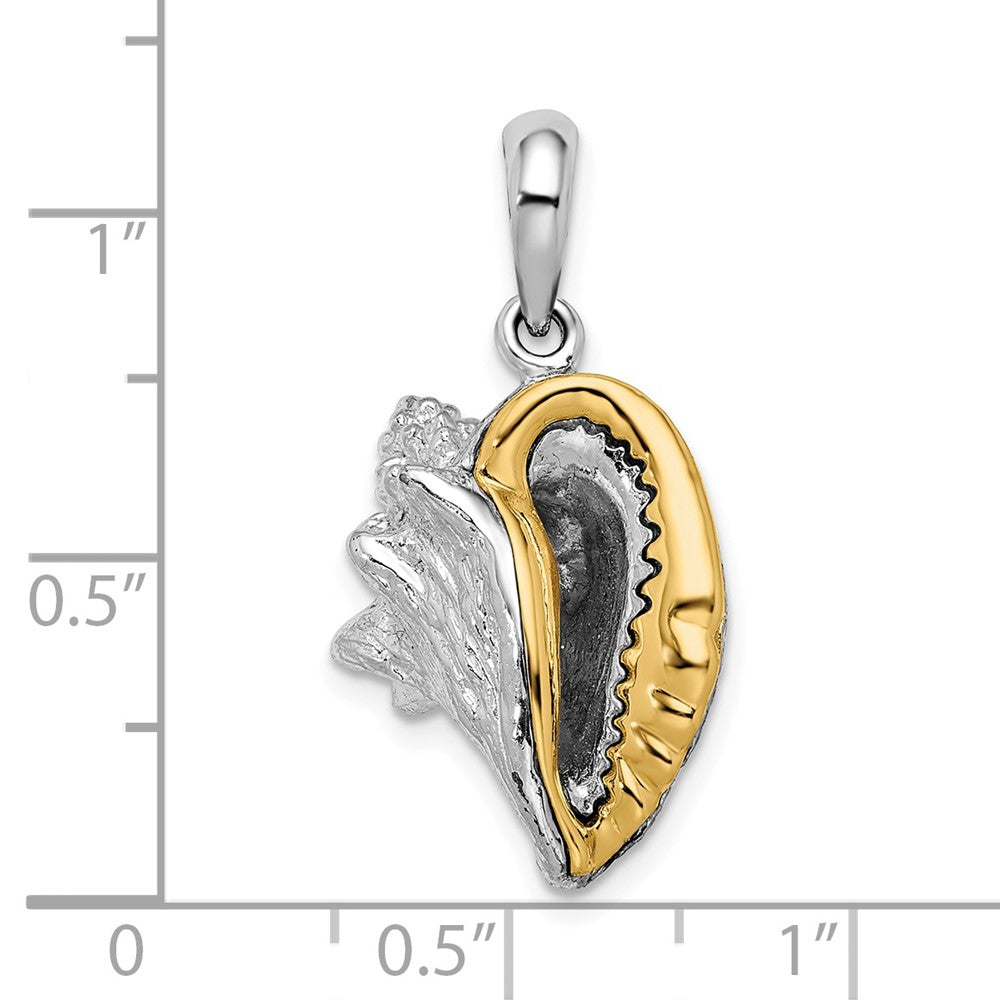 Silber/14K Bicolor De-ani Sterlingsilber Rhodiniert 3d Conch Muschel mit 14K Akzente Anhänger