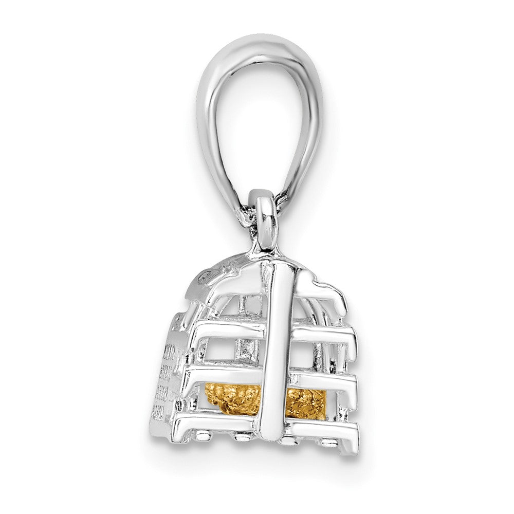 Silber/14K Bicolor De-ani Sterlingsilber Rhodiniert Beweglich 3d Trap mit 14K Karabiner Anhänger