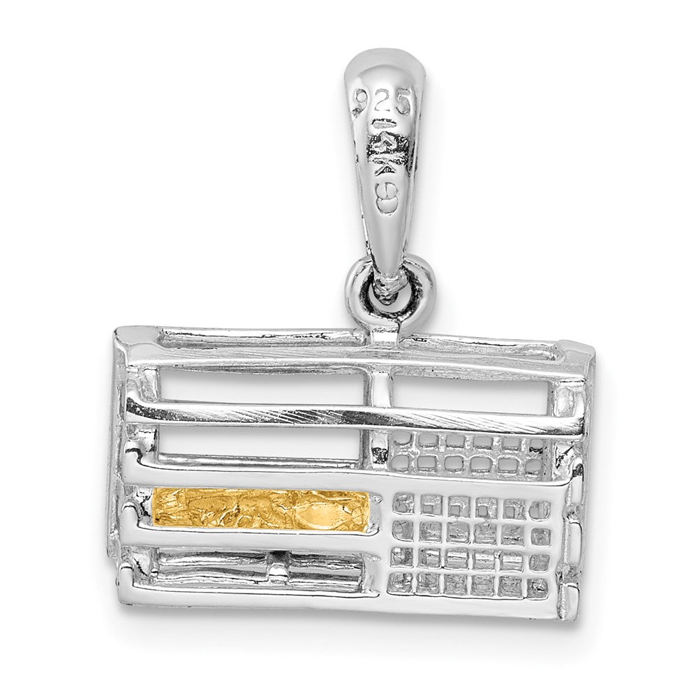Silber/14K Bicolor De-ani Sterlingsilber Rhodiniert Beweglich 3d Trap mit 14K Karabiner Anhänger