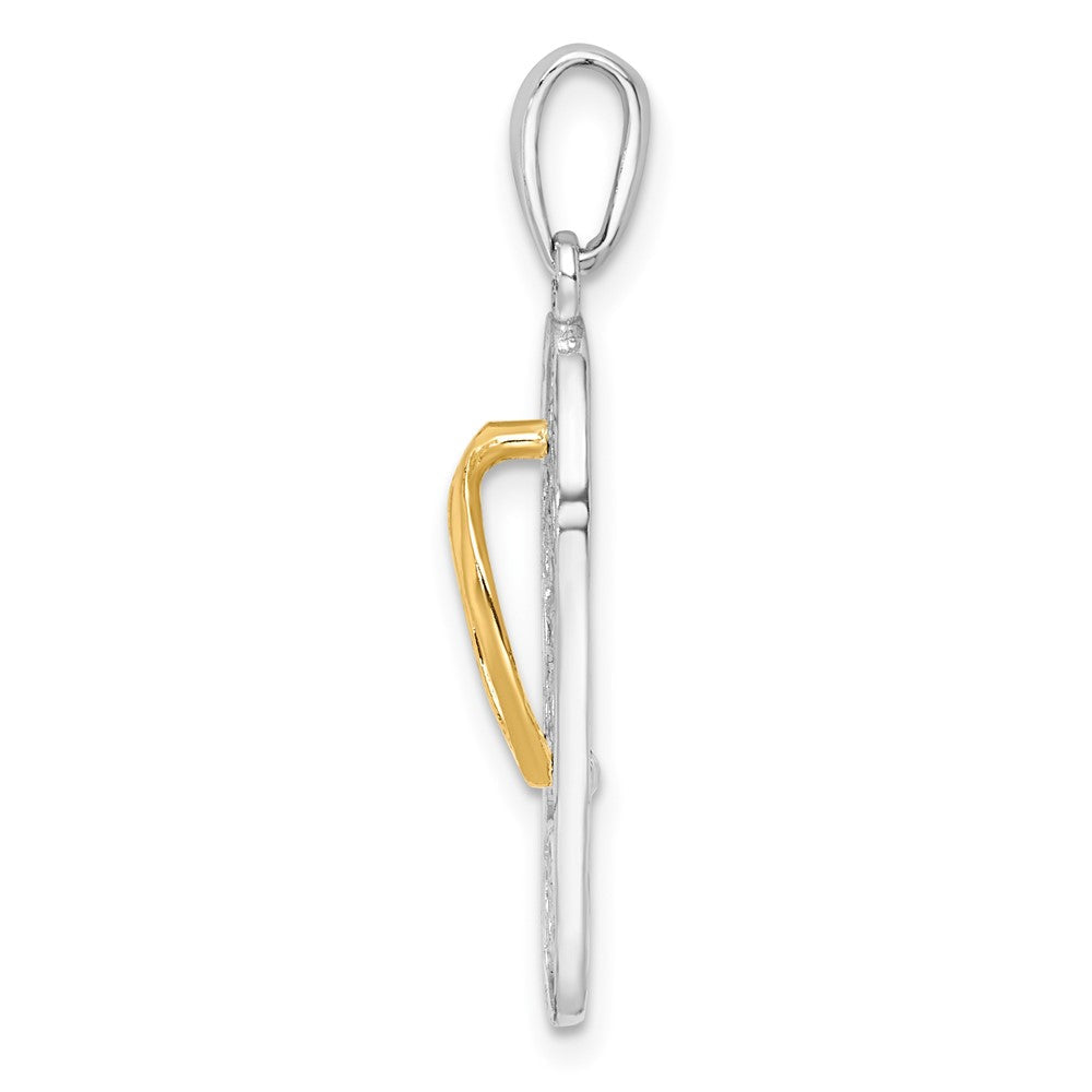 Silber/14K Bicolor De-ani Sterlingsilber Rhodiniert 3d Blumen Flip-flop mit 14K Straps Anhänger
