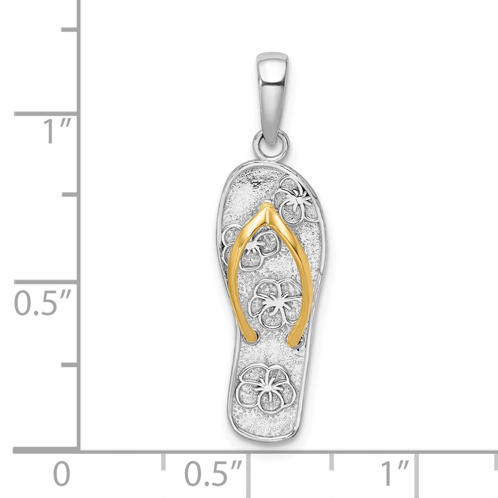 Silber/14K Bicolor De-ani Sterlingsilber Rhodiniert 3d Blumen Flip-flop mit 14K Straps Anhänger