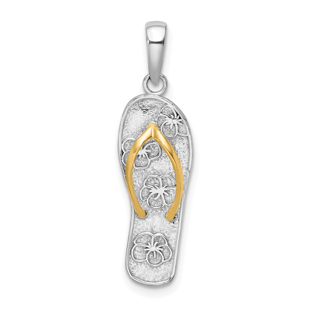 Silber/14K Bicolor De-ani Sterlingsilber Rhodiniert 3d Blumen Flip-flop mit 14K Straps Anhänger