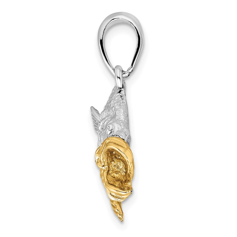 Silber/14K Bicolor De-ani Sterlingsilber Rhodiniert Springend Barsch mit 14K Akzente Anhänger