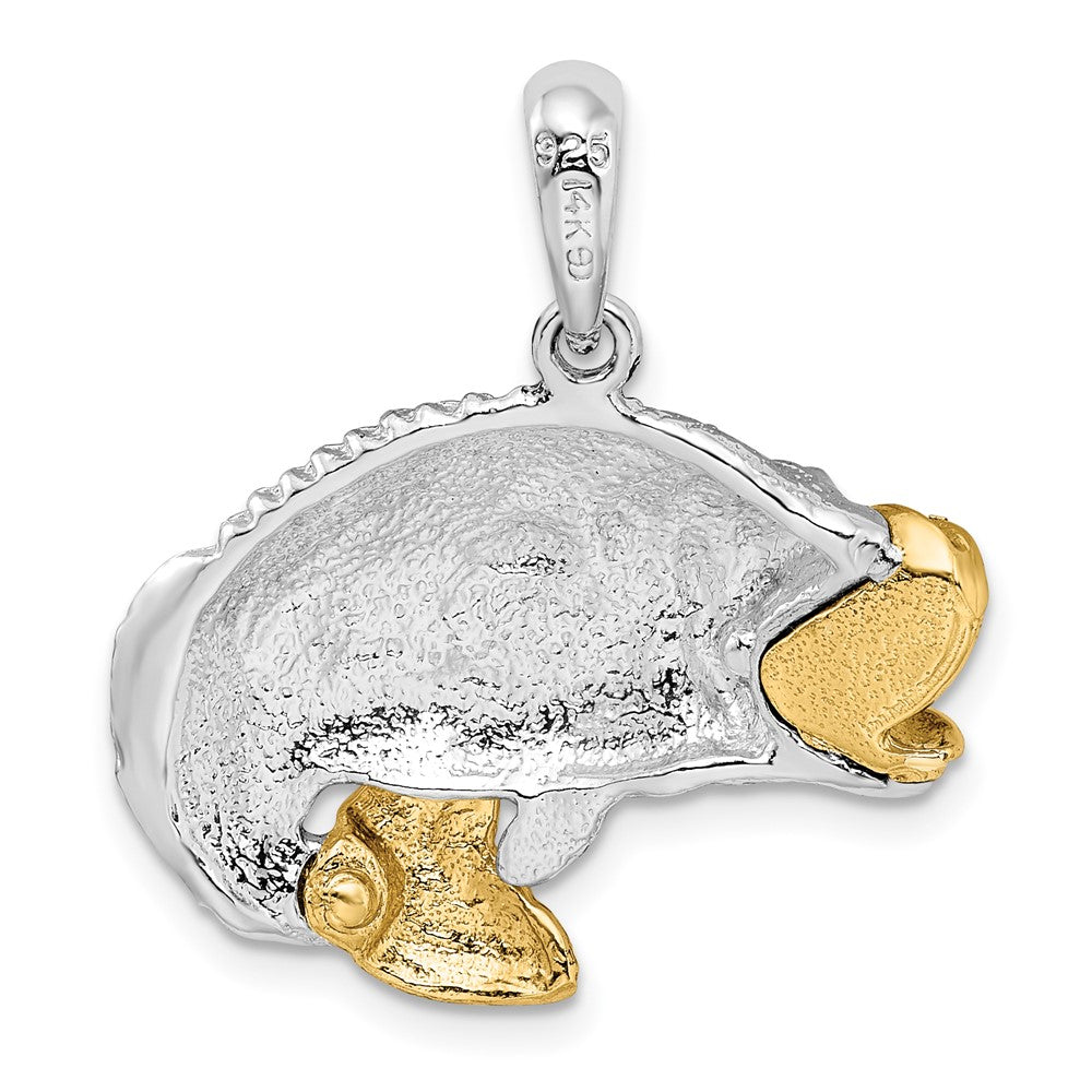 Silber/14K Bicolor De-ani Sterlingsilber Rhodiniert Springend Barsch mit 14K Akzente Anhänger