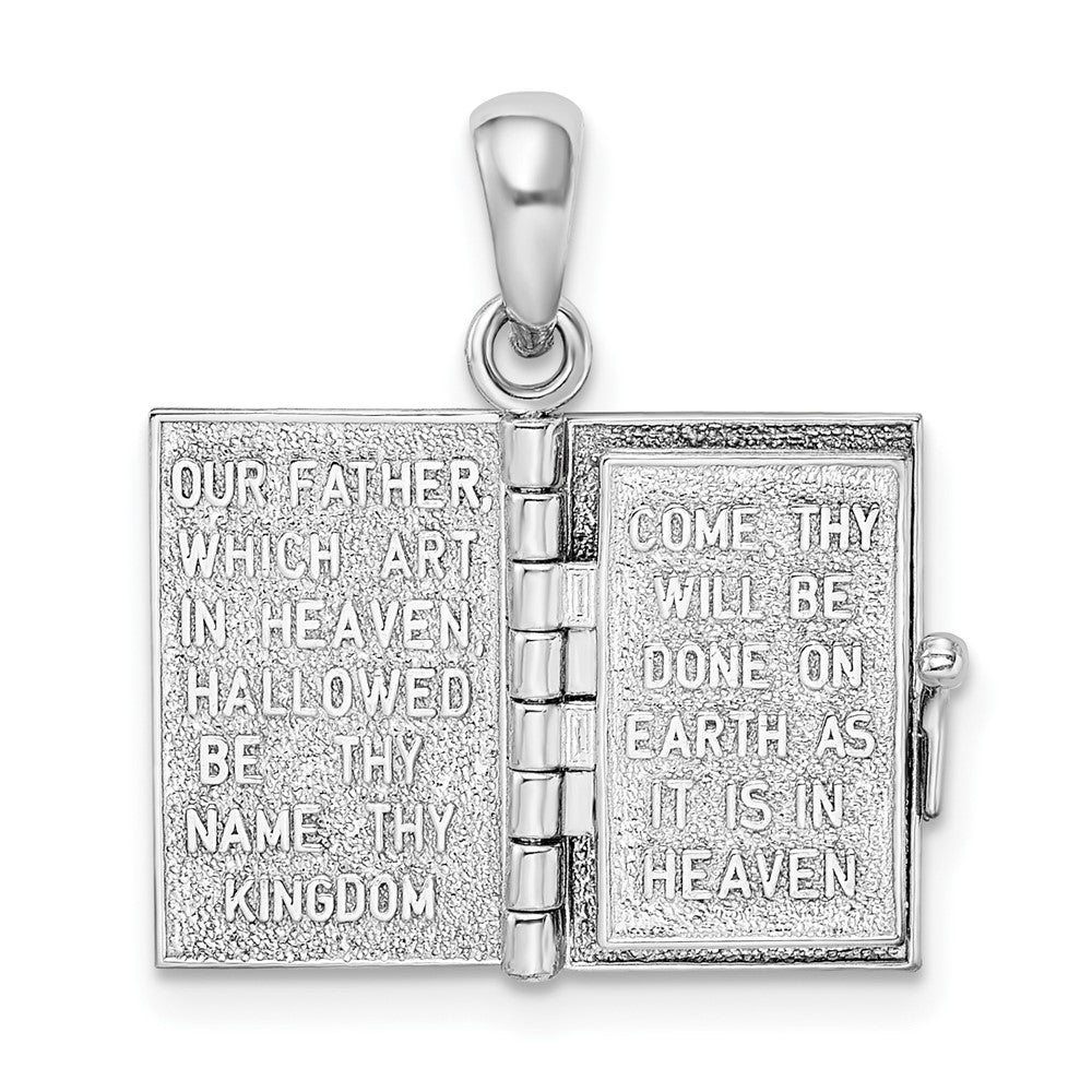 Silber/14K Bicolor De-ani Sterlingsilber Rhodiniert Texture Lords Gebet Bible mit 14K Kreuz Anhänger