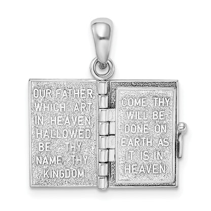 Silber/14K Bicolor De-ani Sterlingsilber Rhodiniert Texture Lords Gebet Bible mit 14K Kreuz Anhänger