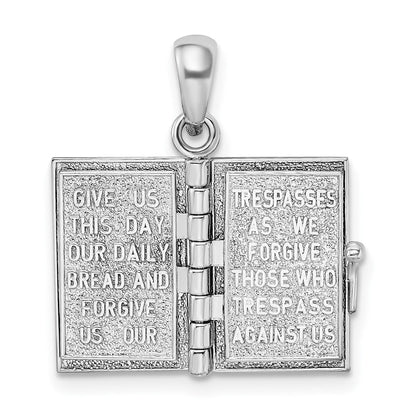 Silber/14K Bicolor De-ani Sterlingsilber Rhodiniert Texture Lords Gebet Bible mit 14K Kreuz Anhänger