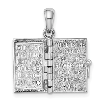 Silber/14K Bicolor De-ani Sterlingsilber Rhodiniert Texture Lords Gebet Bible mit 14K Kreuz Anhänger