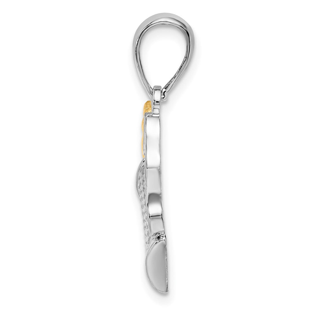 Silber/14K Bicolor De-ani Sterlingsilber Rhodiniert Poliert Golf Bag mit 14K Clubs Anhänger