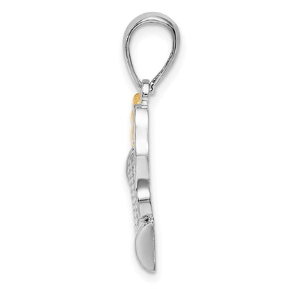 Silber/14K Bicolor De-ani Sterlingsilber Rhodiniert Poliert Golf Bag mit 14K Clubs Anhänger
