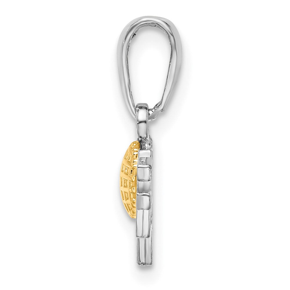 Silber/14K Bicolor De-ani Sterlingsilber Rhodiniert Poliert Golf Tee mit 14K Kugel Anhänger