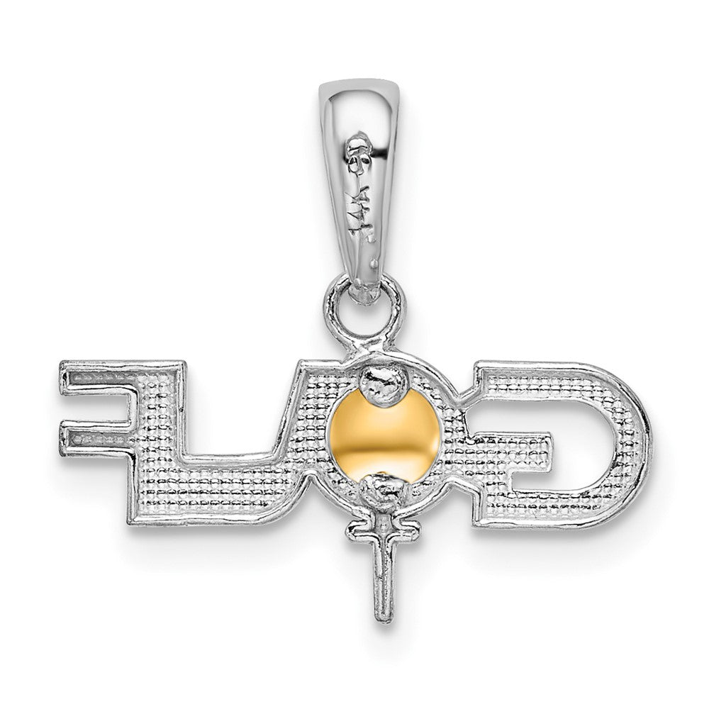 Silber/14K Bicolor De-ani Sterlingsilber Rhodiniert Poliert Golf Tee mit 14K Kugel Anhänger