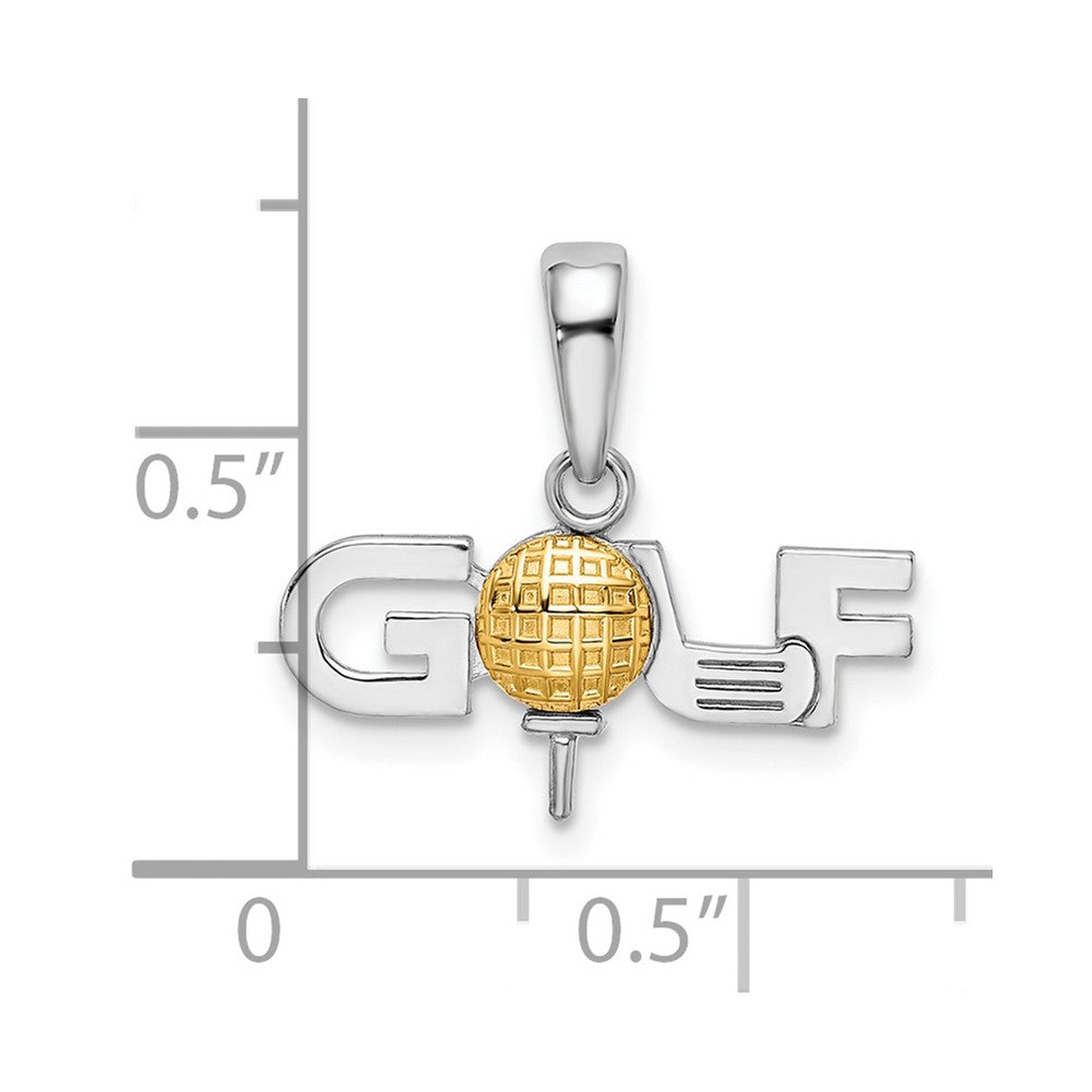 Silber/14K Bicolor De-ani Sterlingsilber Rhodiniert Poliert Golf Tee mit 14K Kugel Anhänger