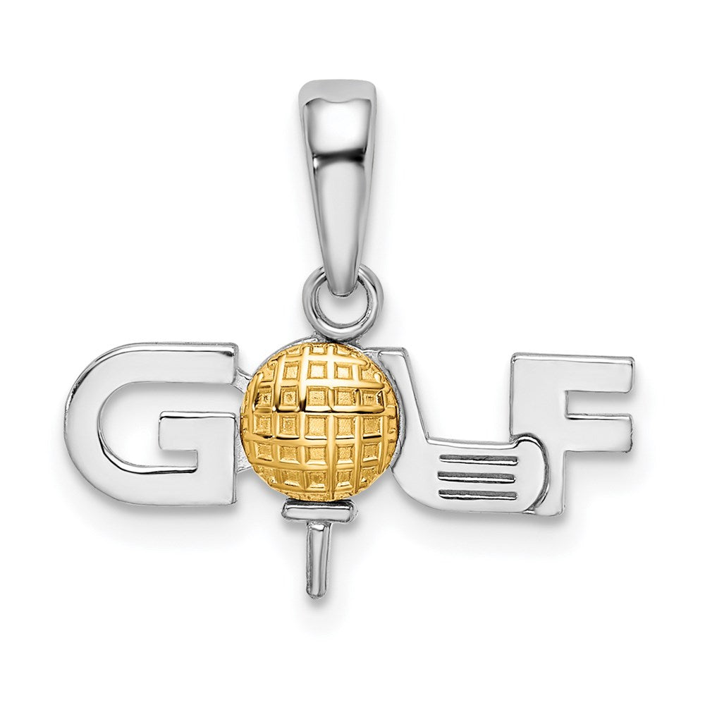 Silber/14K Bicolor De-ani Sterlingsilber Rhodiniert Poliert Golf Tee mit 14K Kugel Anhänger