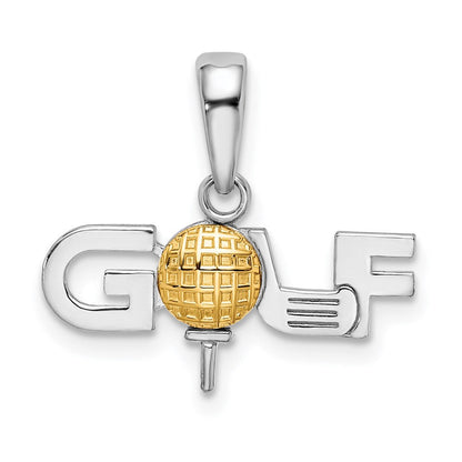 Silber/14K Bicolor De-ani Sterlingsilber Rhodiniert Poliert Golf Tee mit 14K Kugel Anhänger