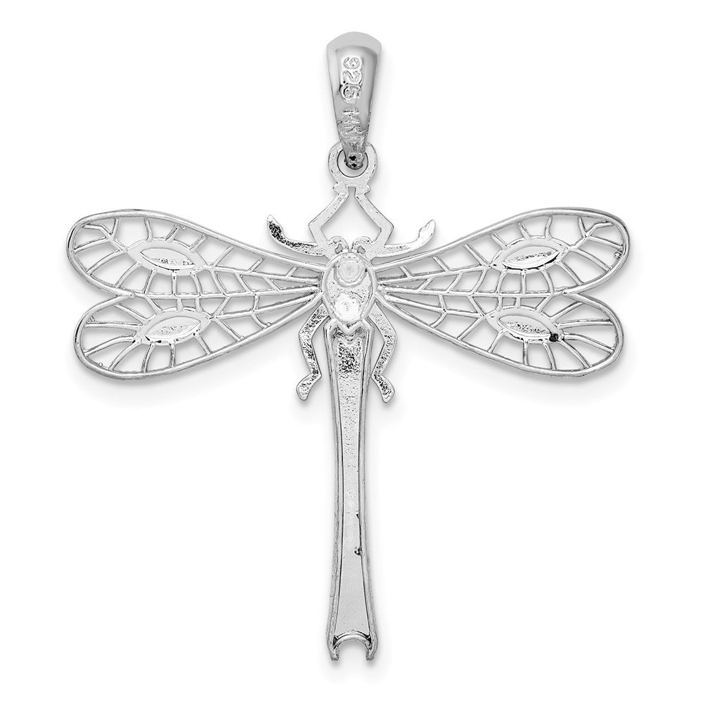 Silber/14K Bicolor De-ani Sterlingsilber Rhodiniert Poliert Libelle mit 14K Akzente Anhänger