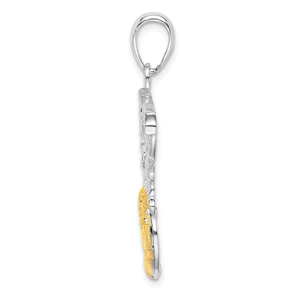 Silber/14K Bicolor De-ani Sterlingsilber Rhodiniert Poliert Net mit 14K Basketball Anhänger