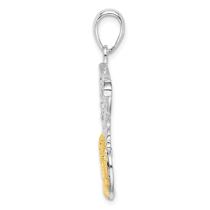 Silber/14K Bicolor De-ani Sterlingsilber Rhodiniert Poliert Net mit 14K Basketball Anhänger