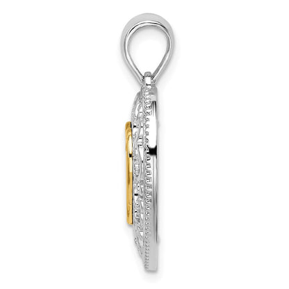 Silber/14K Bicolor De-ani Sterlingsilber Rhodiniert Poliert Herz mit 14K Akzente Anhänger