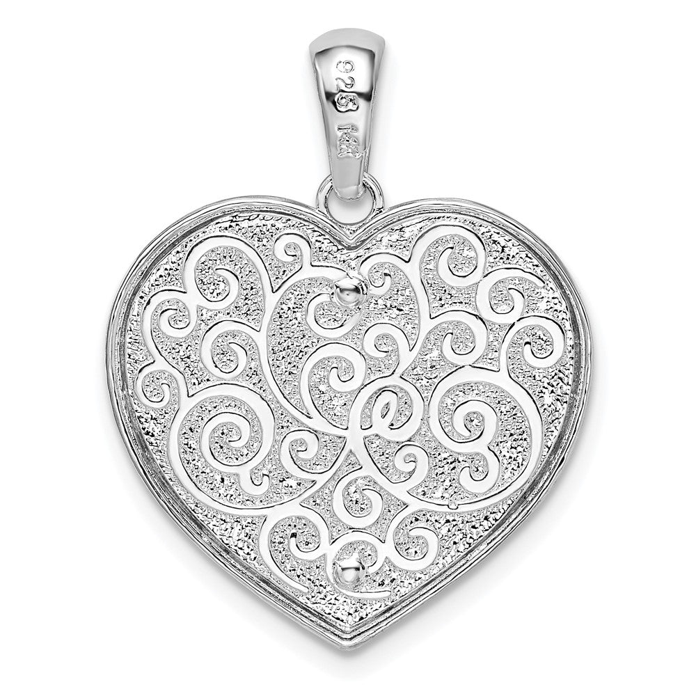 Silber/14K Bicolor De-ani Sterlingsilber Rhodiniert Poliert Herz mit 14K Akzente Anhänger