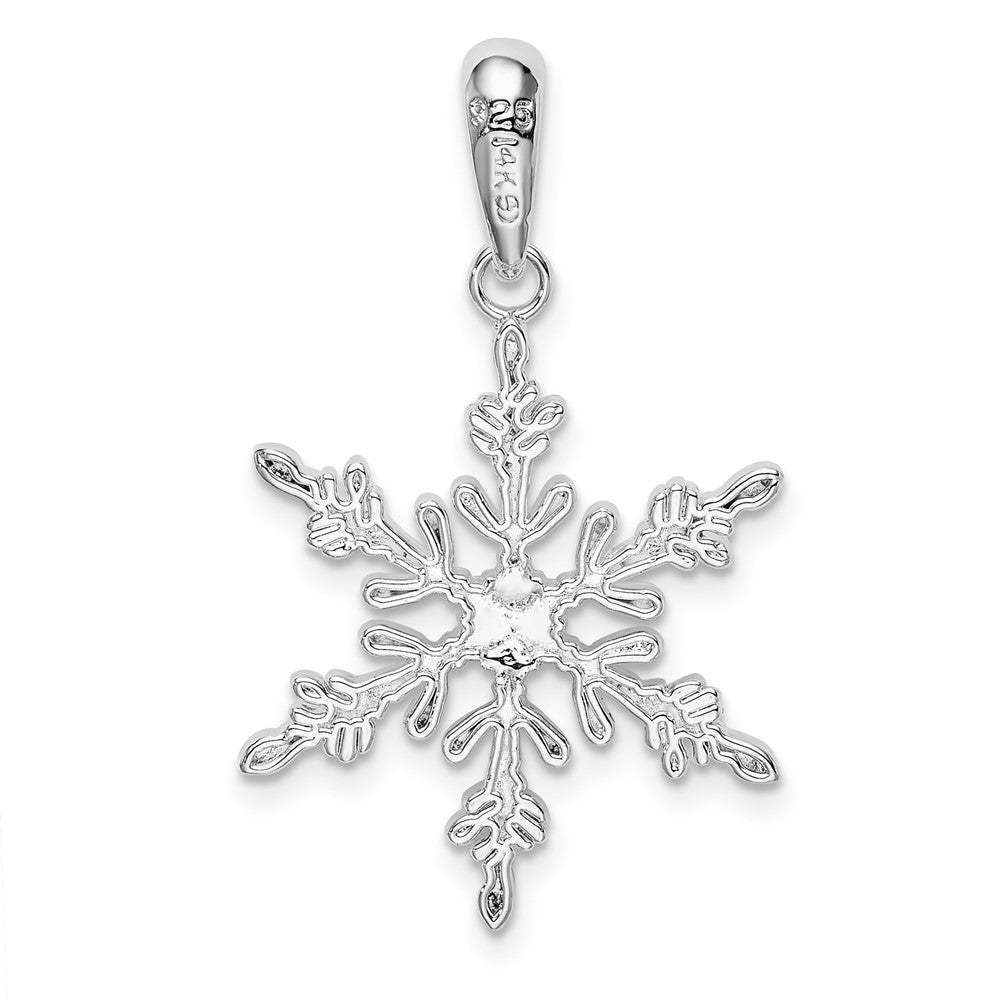 Silber/14K Bicolor De-ani Sterlingsilber Rhodiniert Lacey Schneeflocke mit 14K Mittig Anhänger
