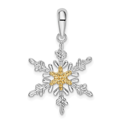Silber/14K Bicolor De-ani Sterlingsilber Rhodiniert Lacey Schneeflocke mit 14K Mittig Anhänger