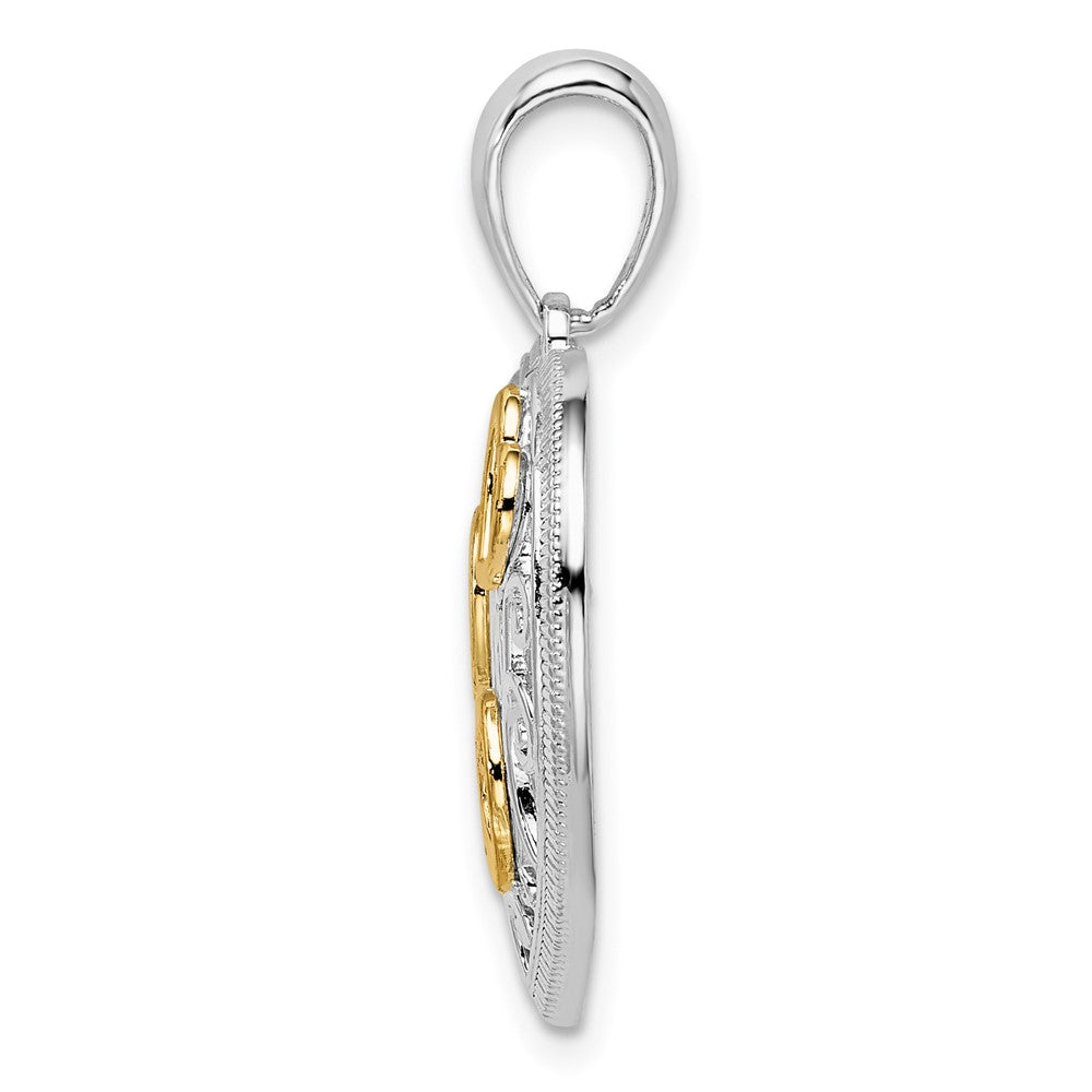 Silber/14K Bicolor De-ani Sterlingsilber Rhodiniert Fantasie Herz mit 14K Akzente Anhänger