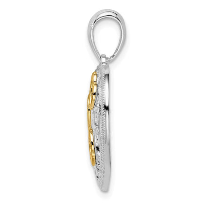 Silber/14K Bicolor De-ani Sterlingsilber Rhodiniert Fantasie Herz mit 14K Akzente Anhänger